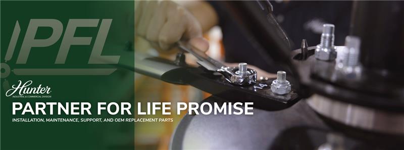 Our Partner for Life Promise logo with a HVLS motor